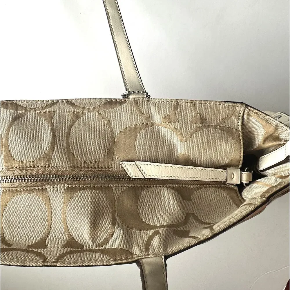 Coach Signature Stripe Lurex Diaper Bag Extra Large Tote Travel Messenger F19202